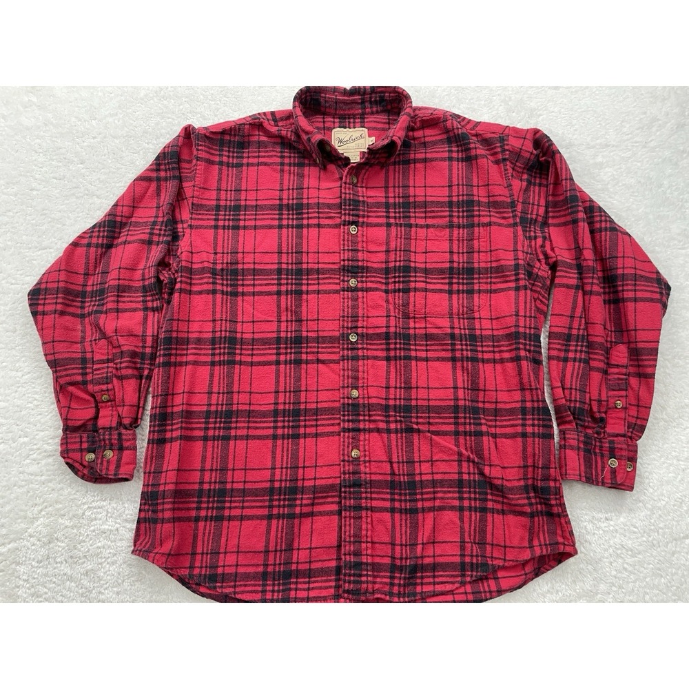 Woolrich Shirt Mens Medium Buffalo Plaid Button Down Flannel Cotton Collar